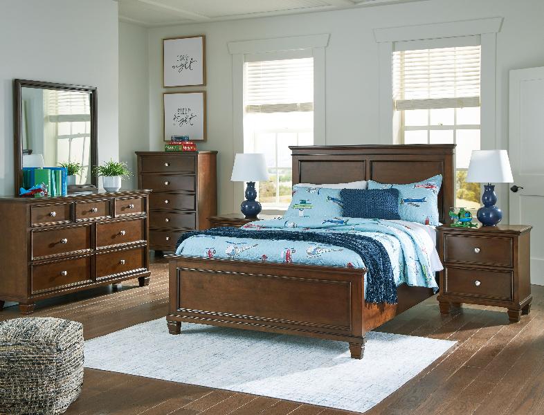 Image of Danabrin - 6 Pc. - Dresser, Mirror, Chest, Full Panel Bed - Brown