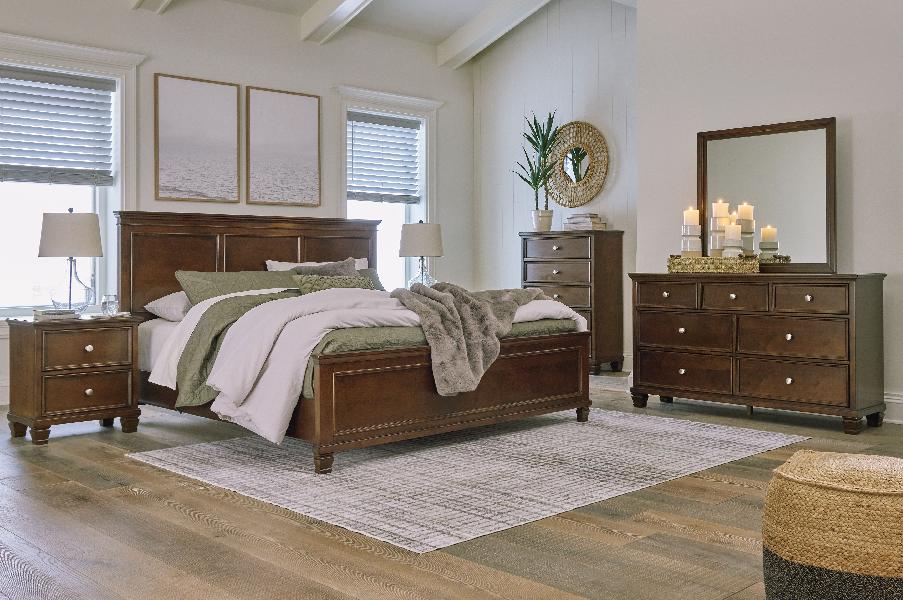 Image of Danabrin - 5 Pc. - Dresser, Mirror, California King Panel Bed - Brown