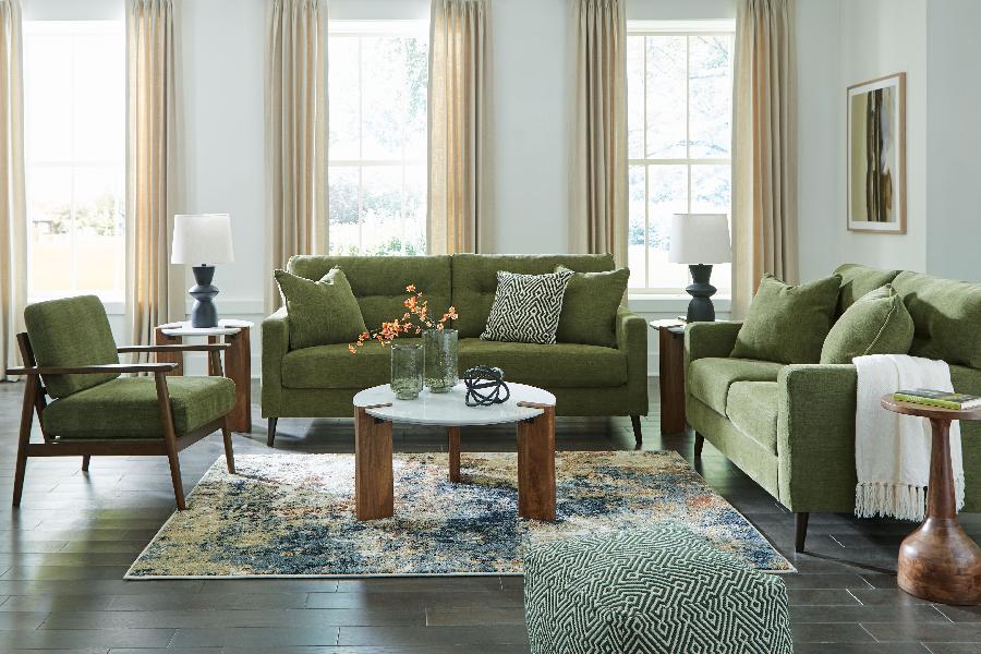 Image of Bixler - 3 Pc. - Sofa, Loveseat, Accent Chair - Olive