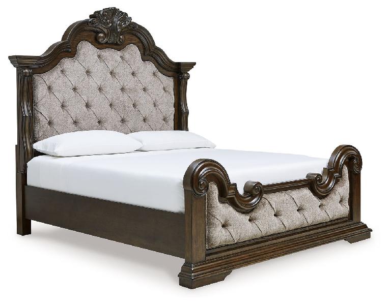 Image of Maylee - King Upholstered Bed - Dark Brown