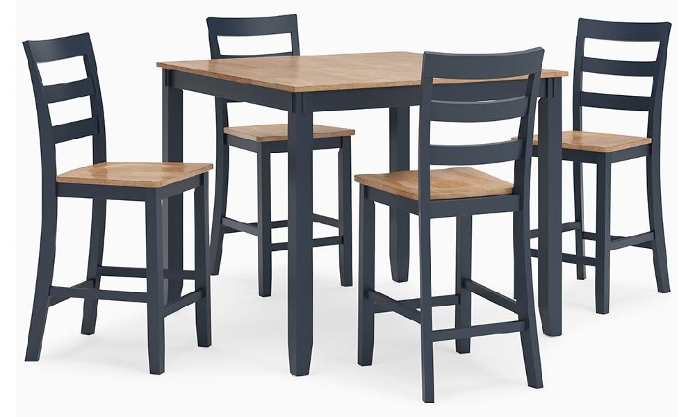 Image of Gesthaven - Dining Room Counter Table Set (Set of 5) - Natural / Blue