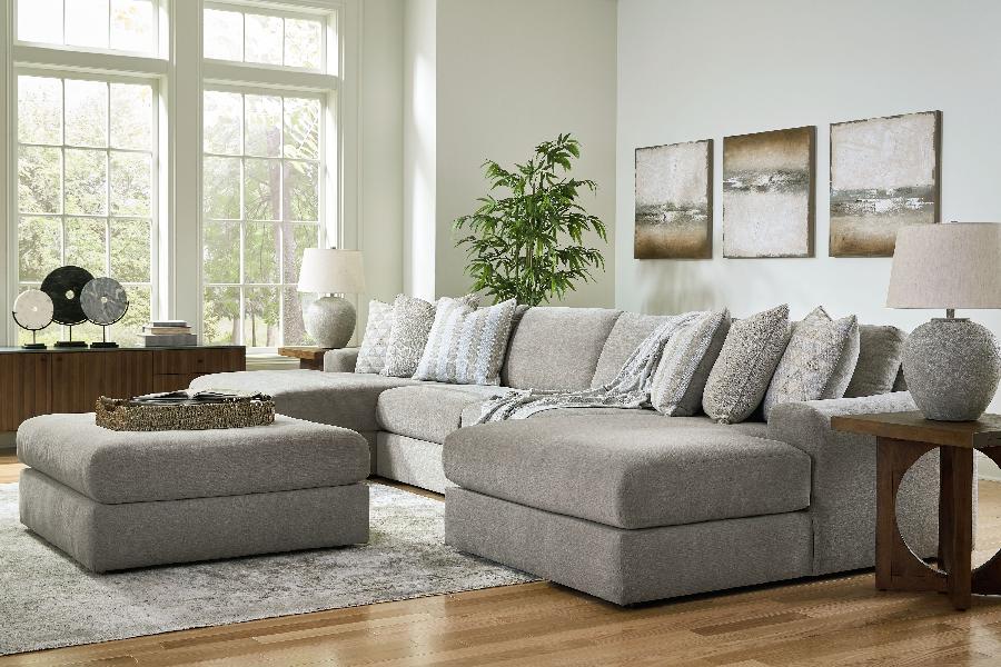 Image of Avaliyah - 5 Pc. - 4-Piece Double Chaise Sectional, Ottoman - Ash