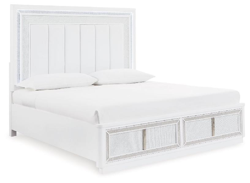 Image of Chalanna - King Upholstered Storage Bed - White