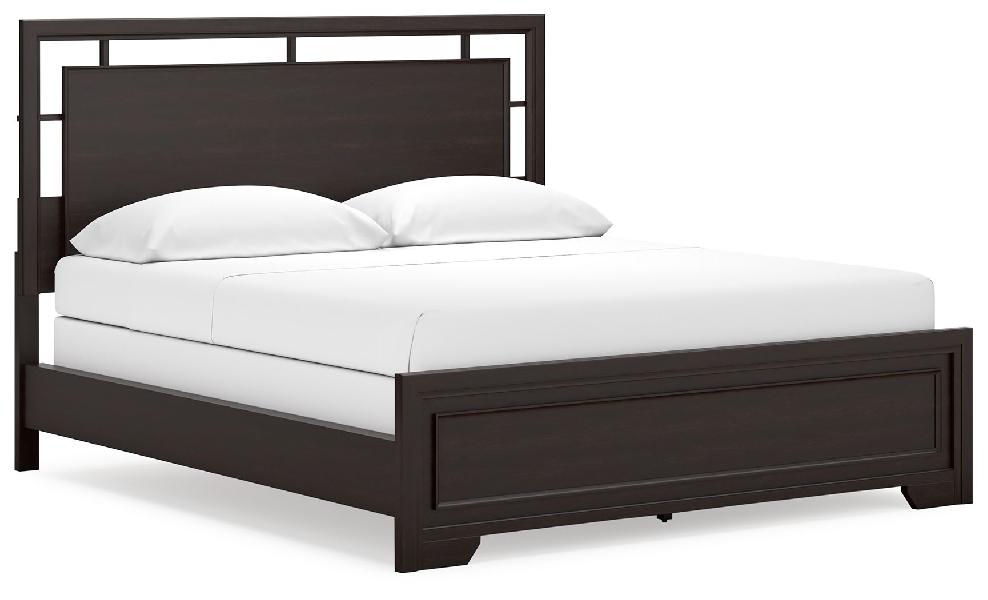 Image of Covetown - California King Panel Bed - Dark Brown