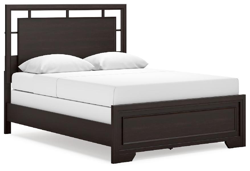 Image of Covetown - Queen Panel Bed - Dark Brown