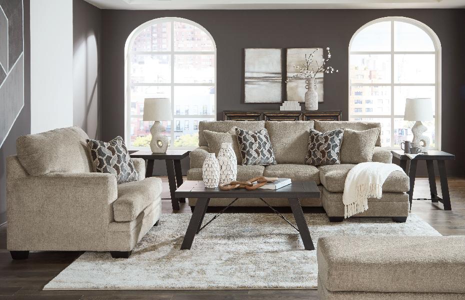 Image of Stonemeade - 3 Pc. - Sofa Chaise, Chair And A Half, Ottoman - Taupe