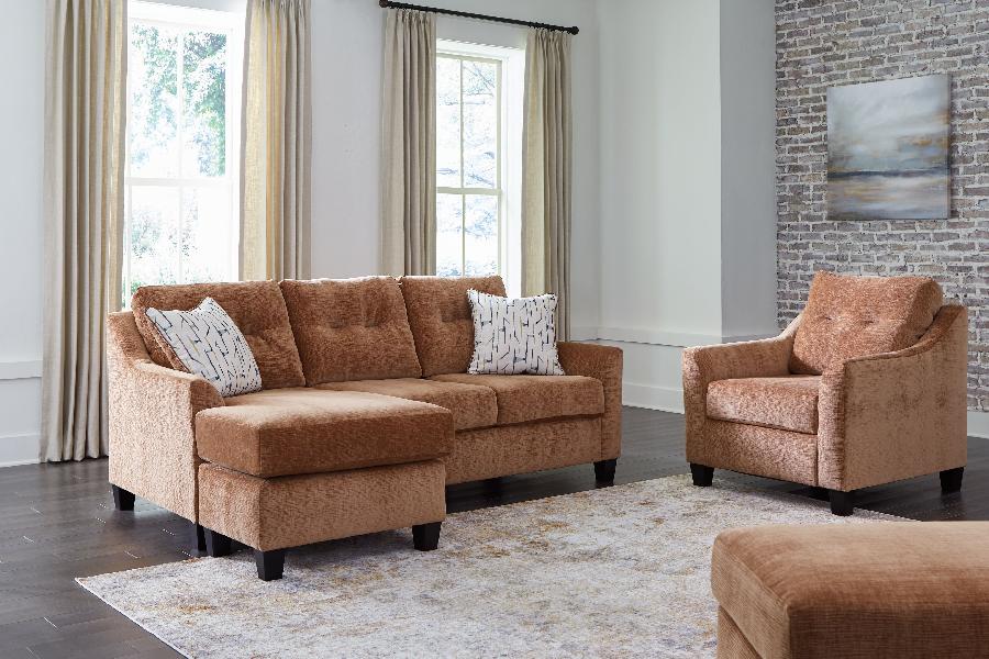 Image of Amity Bay - 3 Pc. - Sofa Chaise, Chair, Ottoman - Clay
