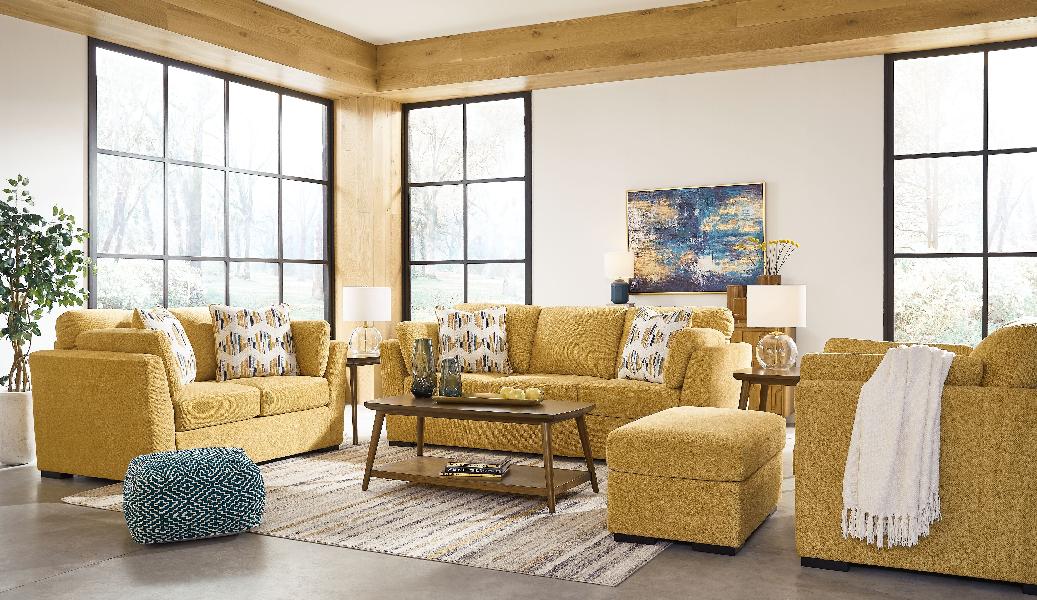 Image of Keerwick - 4 Pc. - Sofa, Loveseat, Chair And A Half, Ottoman - Sunflower