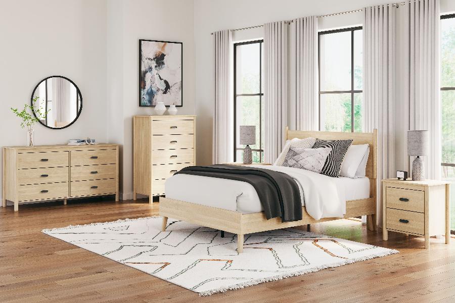 Image of Cabinella - 4 Pc. - Dresser, Chest, Full Platform Panel Bed - Tan