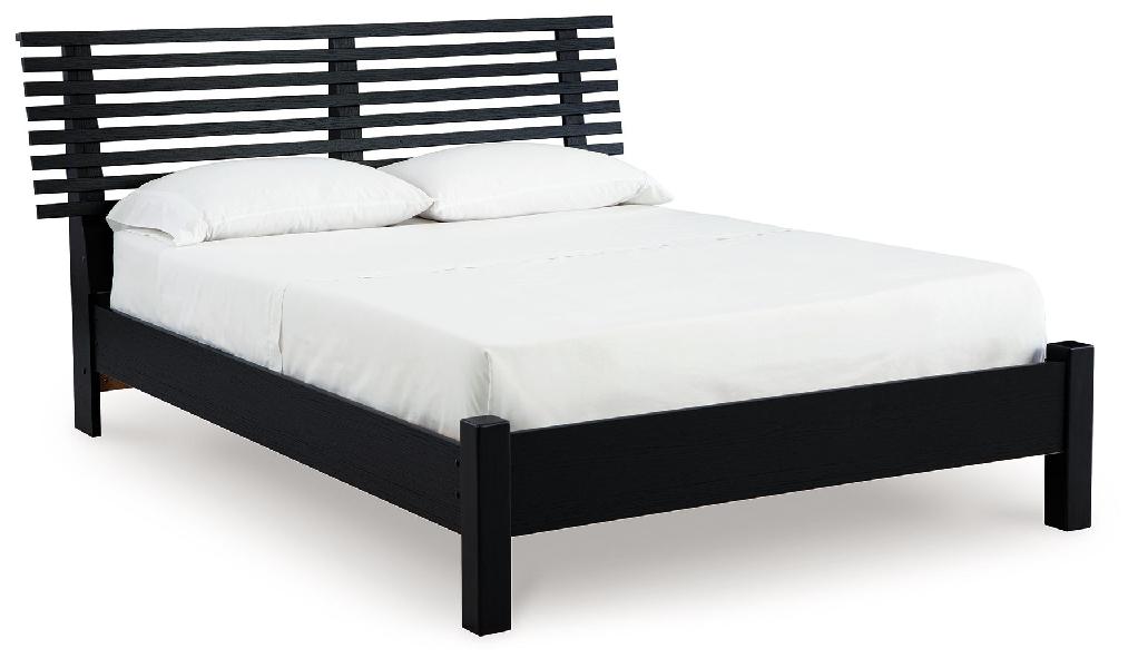 Image of Danziar - Queen Slat Panel Bed With Low Footboard - Black