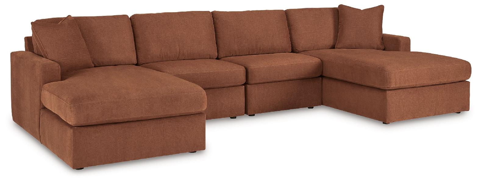 Image of Modmax - 4-Piece Sectional With Laf And Raf Corner Chaises - Spice