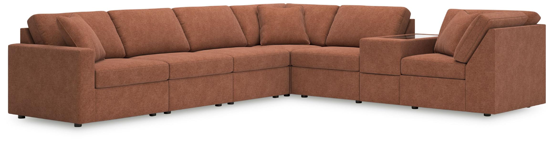 Image of Modmax - 7-Piece Sectional With Storage Console And Laf Corner Chair - Spice