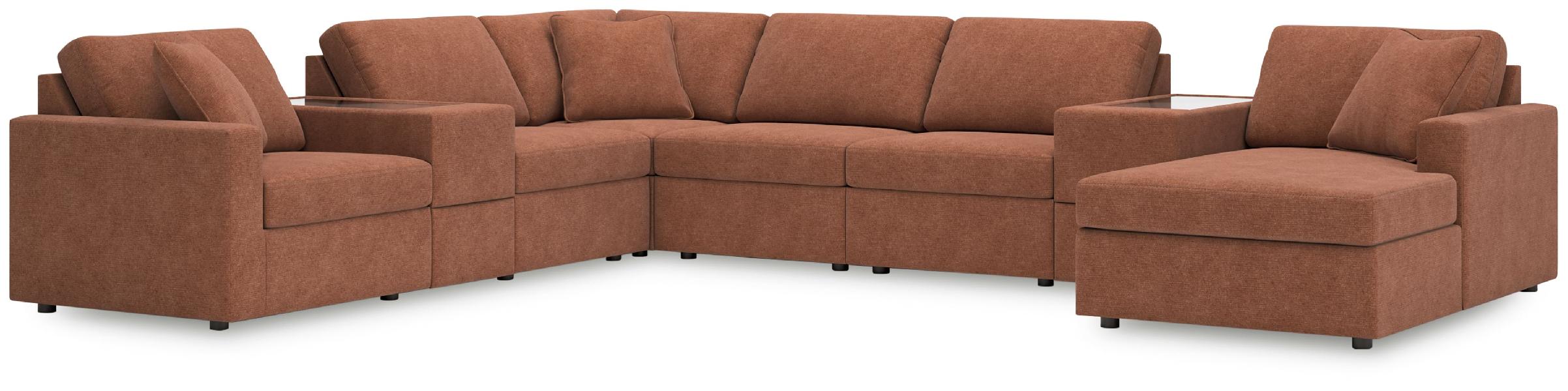Image of Modmax - 8-Piece Sectional With Raf Corner Chaise And Storage Consoles - Spice