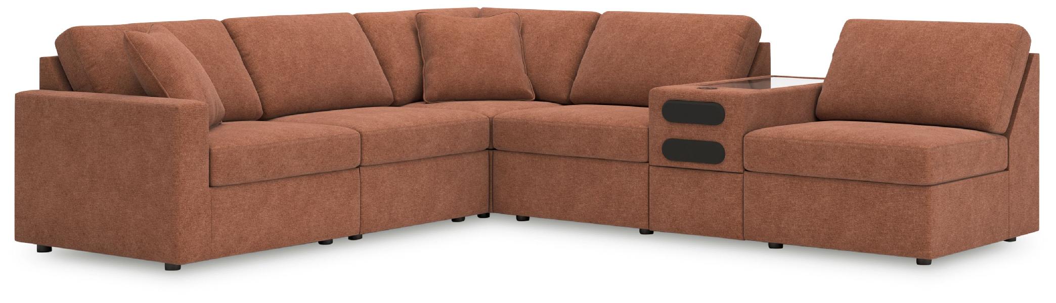 Image of Modmax - 6-Piece Sectional With Audio System Console and 3 Armless Chairs - Spice
