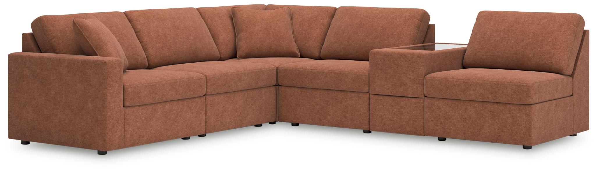 Image of Modmax - 6-Piece Sectional With Storage Console And 3 Armless Chairs - Spice
