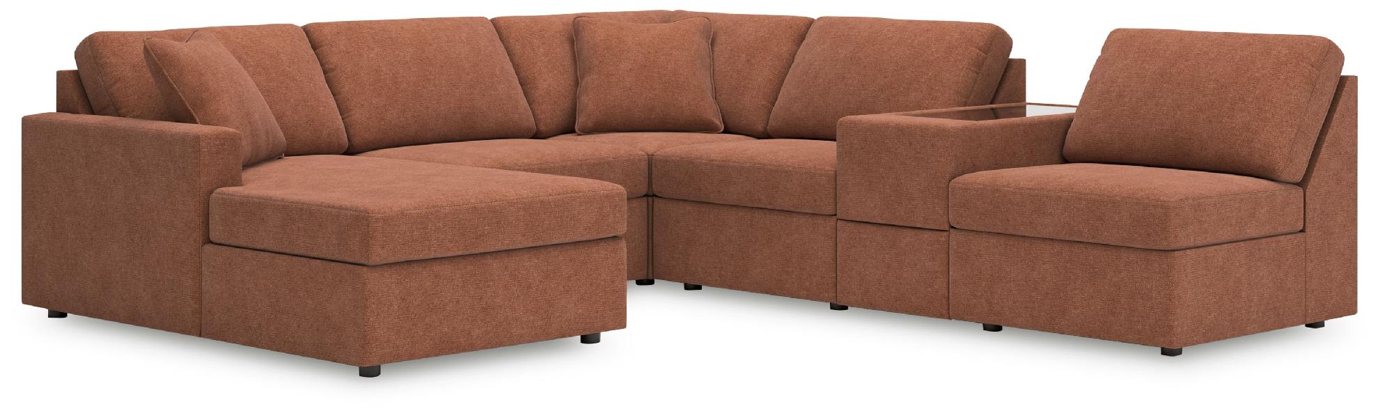 Image of Modmax - 6-Piece Sectional With Laf Corner Chaise And Storage Console - Spice