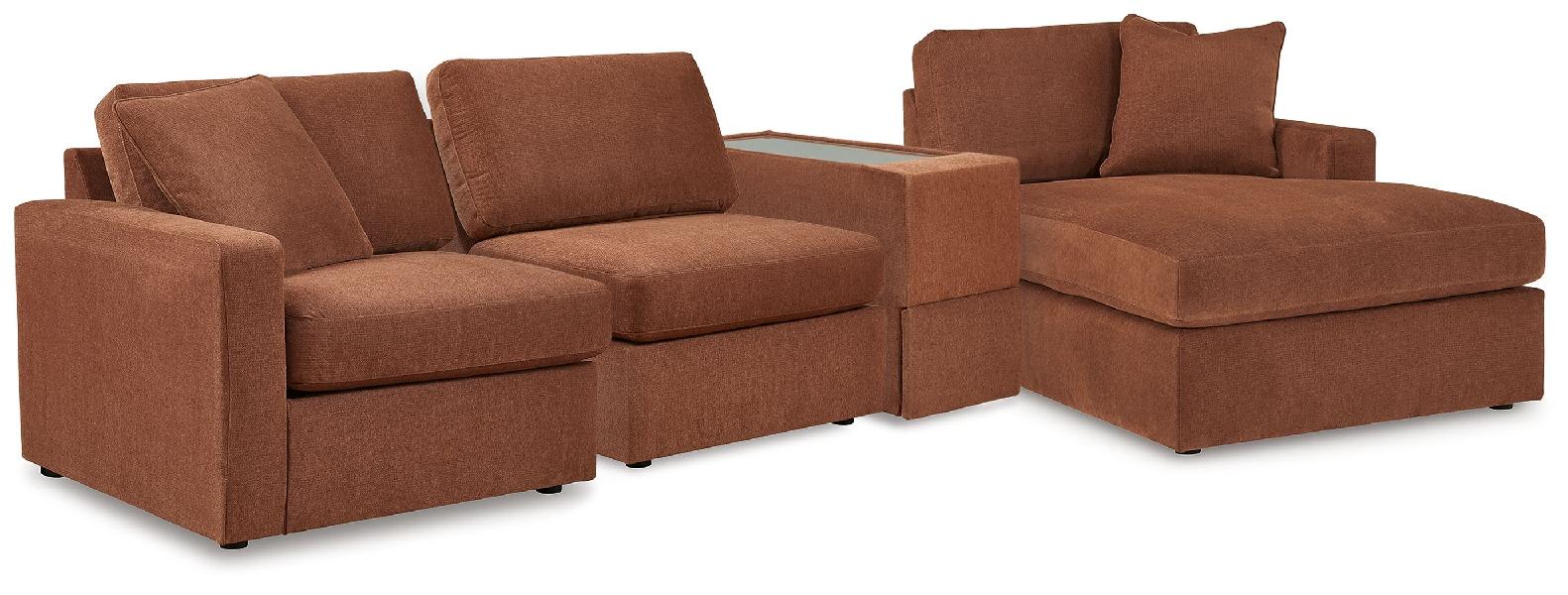 Image of Modmax - 4-Piece Sectional With Raf Corner Chaise And Storage Console - Spice