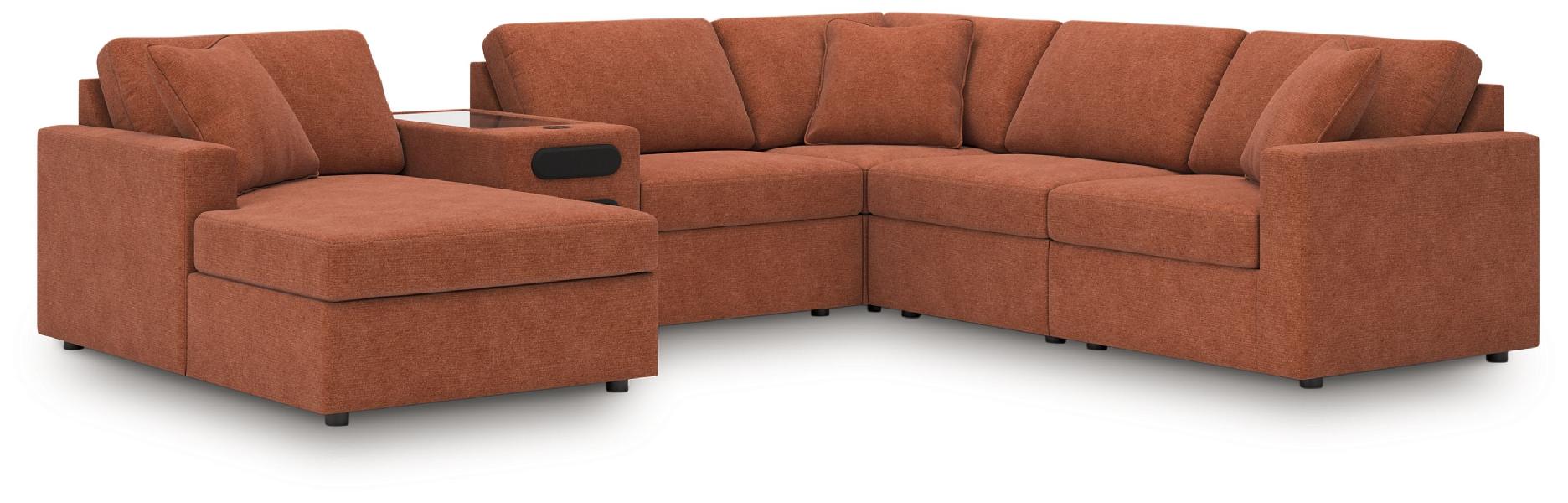 Image of Modmax - 6-Piece Sectional With Audio System And Laf Corner Chaise - Spice