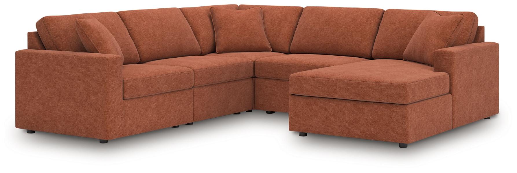 Image of Modmax - 5-Piece Sectional With Raf Corner Chaise, With Laf Corner Chair - Spice