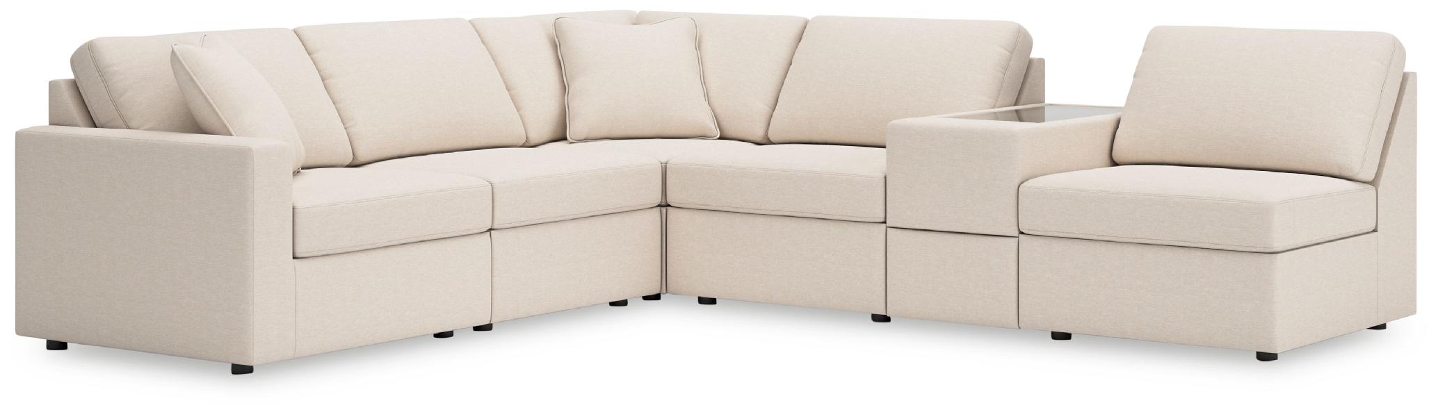 Image of Modmax - 6-Piece Sectional With Storage Console And 3 Armless Chairs - Oyster