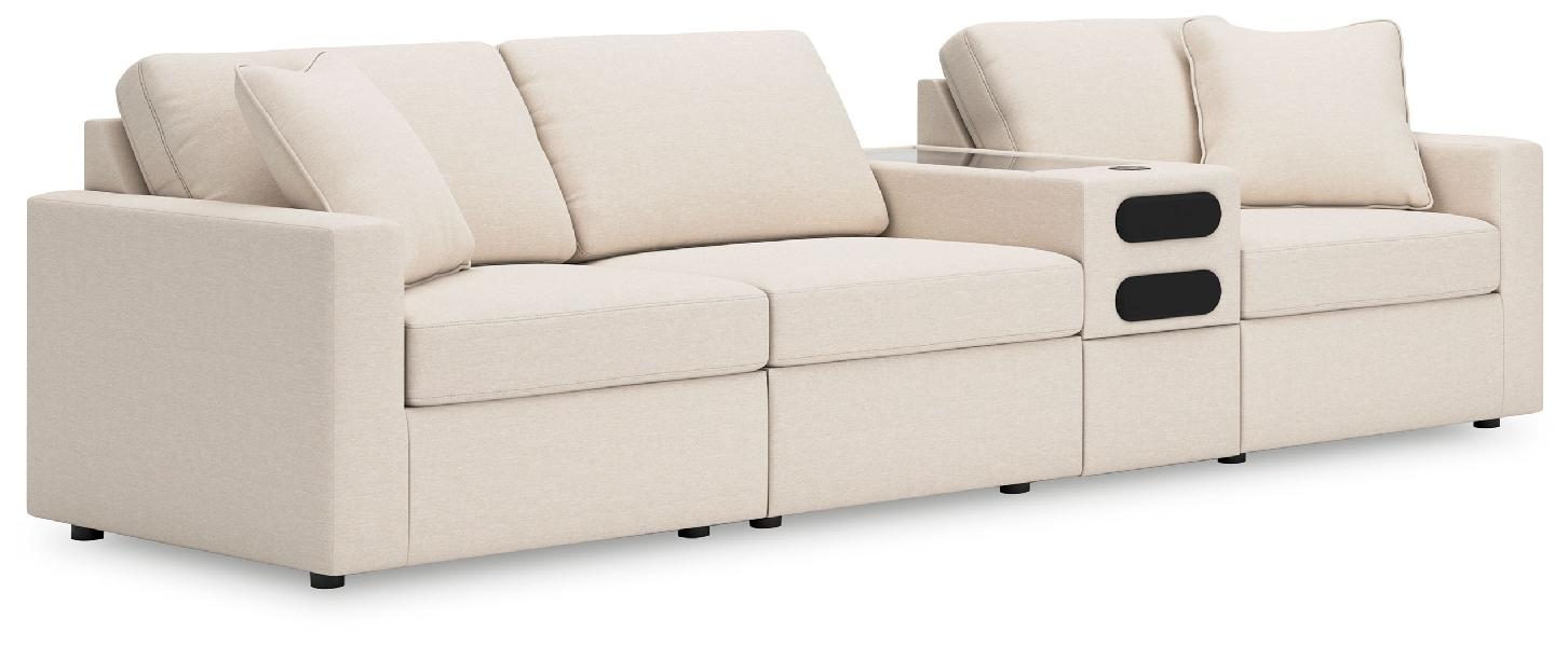 Image of Modmax - 4-Piece Sectional With Audio System Console - Oyster