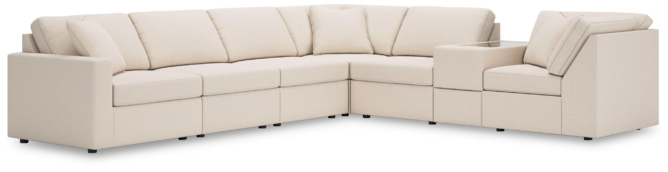 Image of Modmax - 7-Piece Sectional With Storage Console And Laf Corner Chair - Oyster