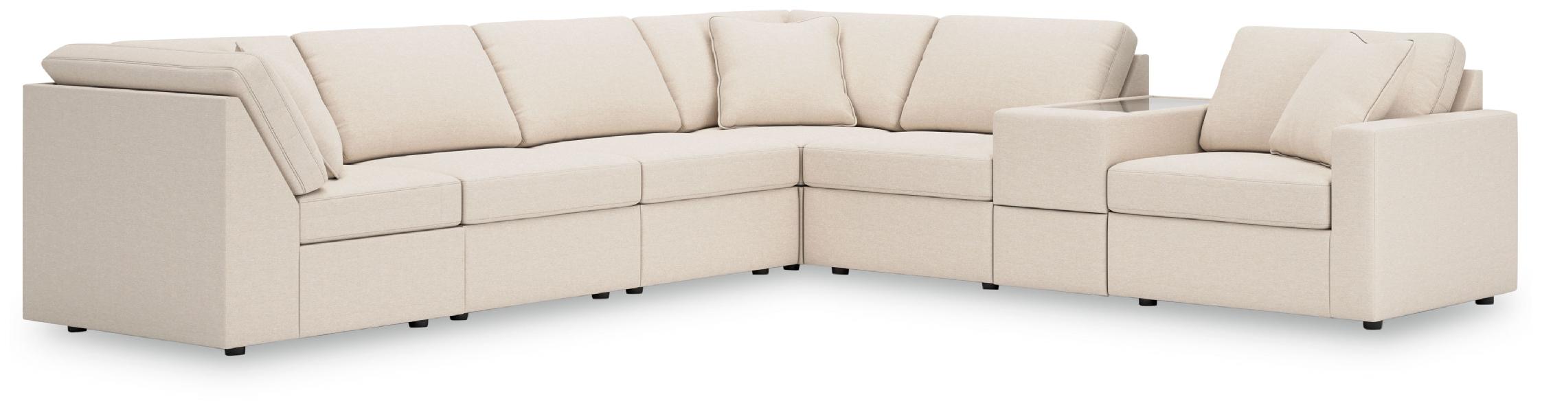 Image of Modmax - 7-Piece Sectional With Storage Console And Raf Corner Chair - Oyster