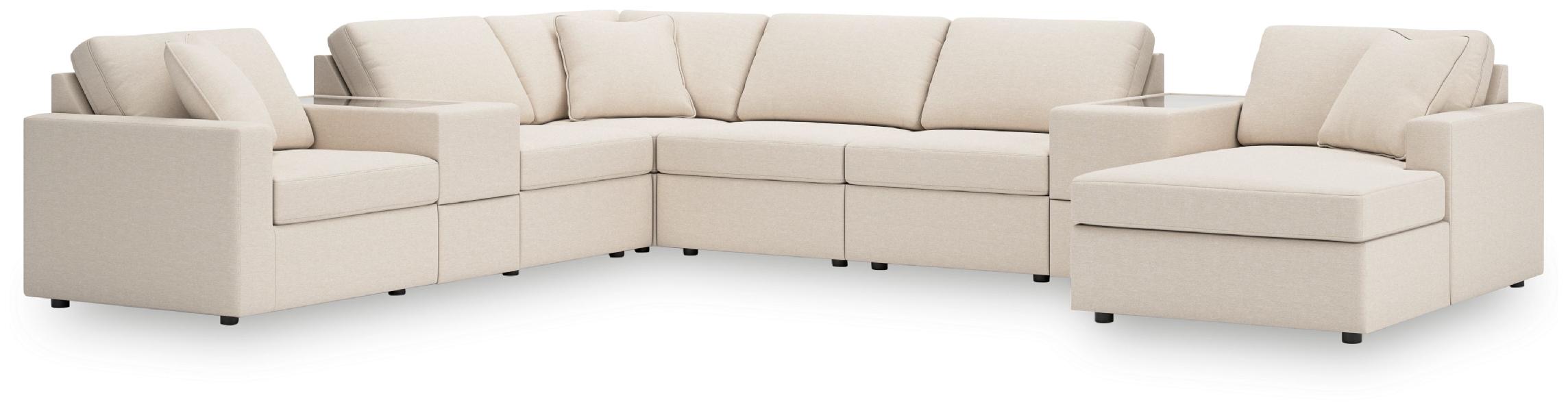 Image of Modmax - 8-Piece Sectional With Raf Corner Chaise And Storage Consoles - Oyster