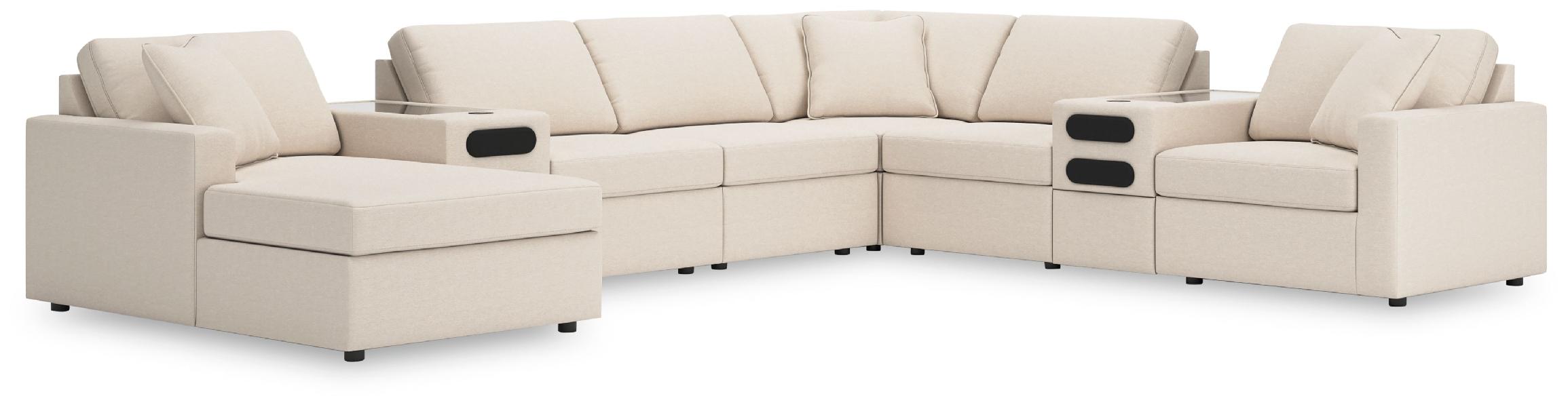 Image of Modmax - 8-Piece Sectional With Laf Corner Chaise And Audio Consoles - Oyster
