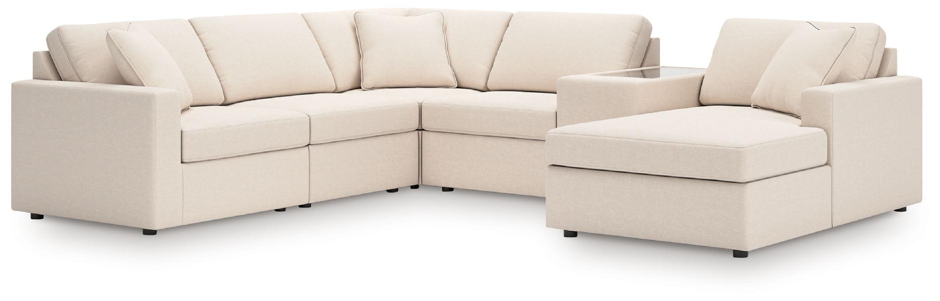 Image of Modmax - 6-Piece Sectional With Raf Corner Chaise, Laf Corner Chair And Storage Console - Oyster