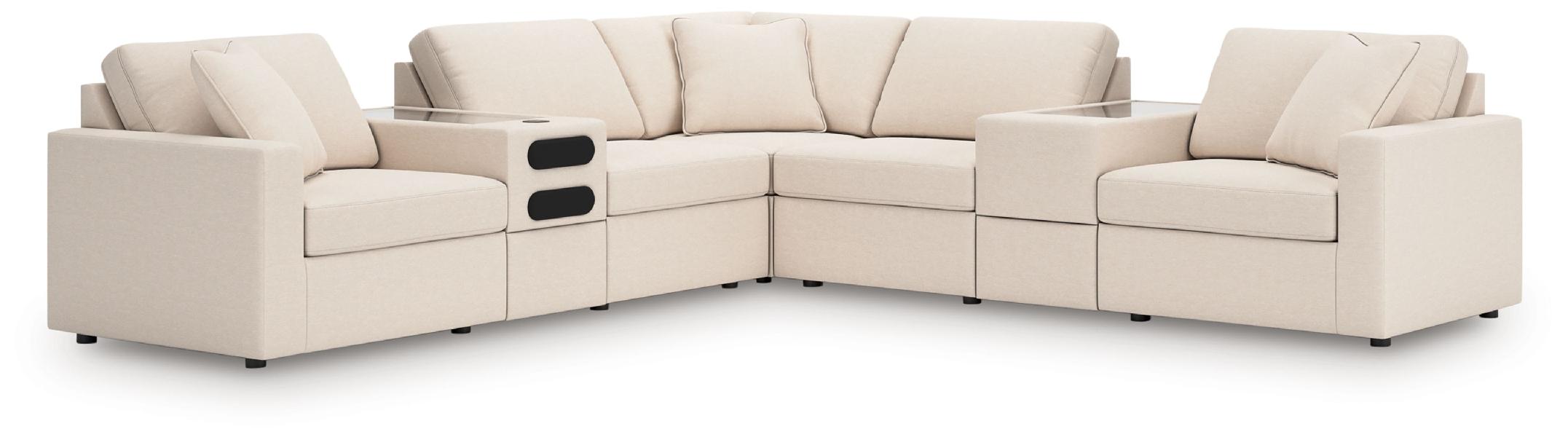 Image of Modmax - 7-Piece Balanced Sectional With Audio And Storage Consoles - Oyster