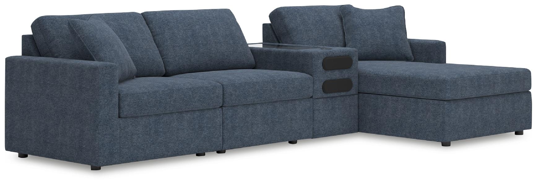 Image of Modmax - 4-Piece Sectional With Raf Corner Chaise And Audio System Console - Ink