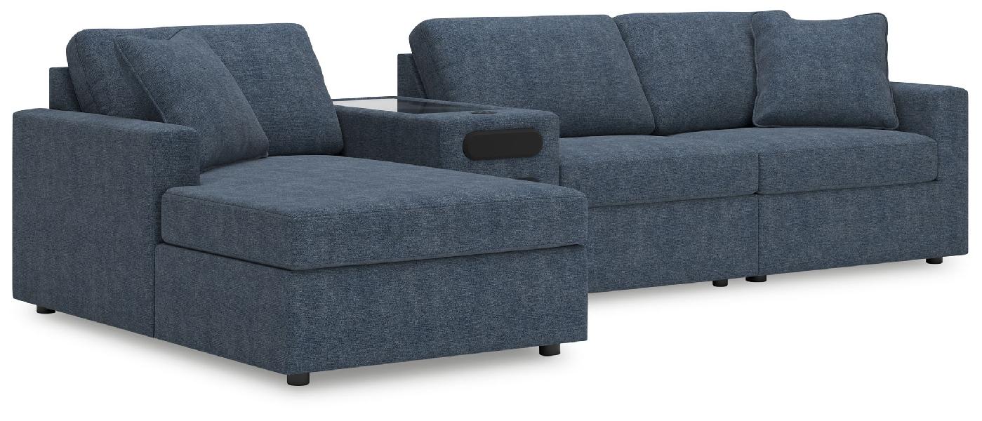 Image of Modmax - 4-Piece Sectional With Laf Corner Chaise And Audio System Console - Ink