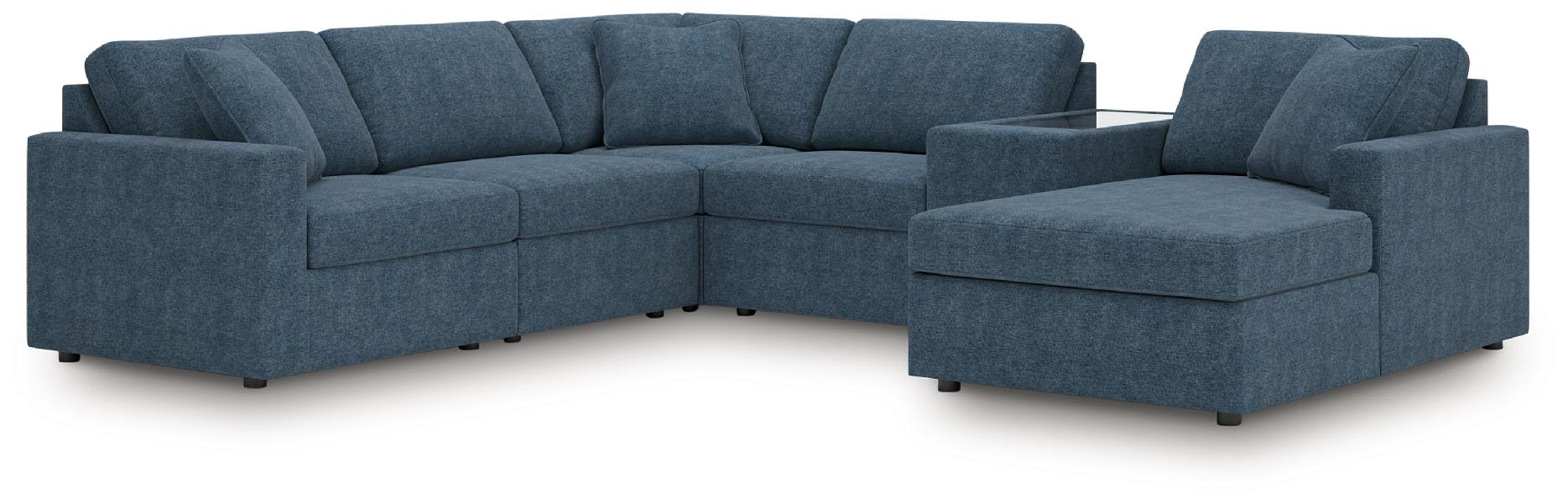 Image of Modmax - 6-Piece Sectional With Raf Corner Chaise, LAF Corner Chair And Storage Console - Ink
