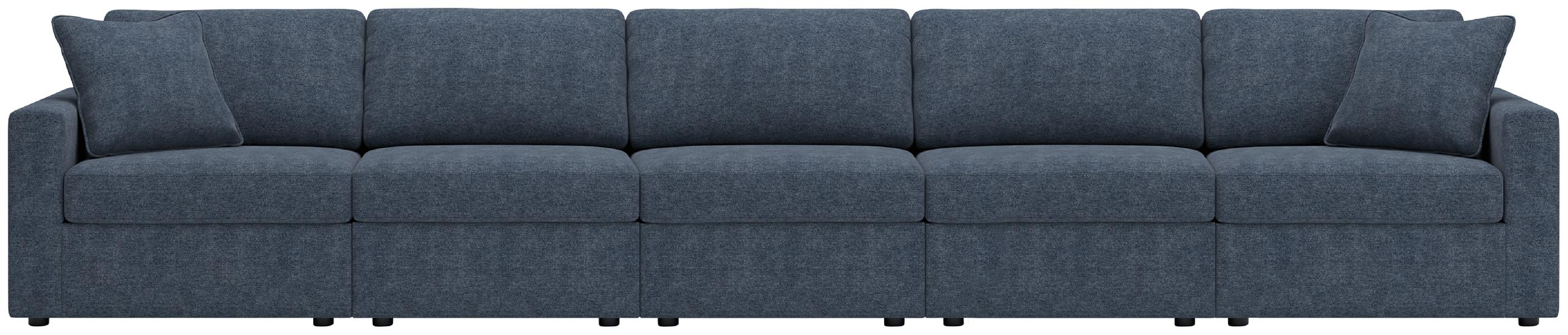 Image of Modmax - 5-Piece Sectional With LAF / RAF Corner Chairs And 3 Armless Chairs - Ink