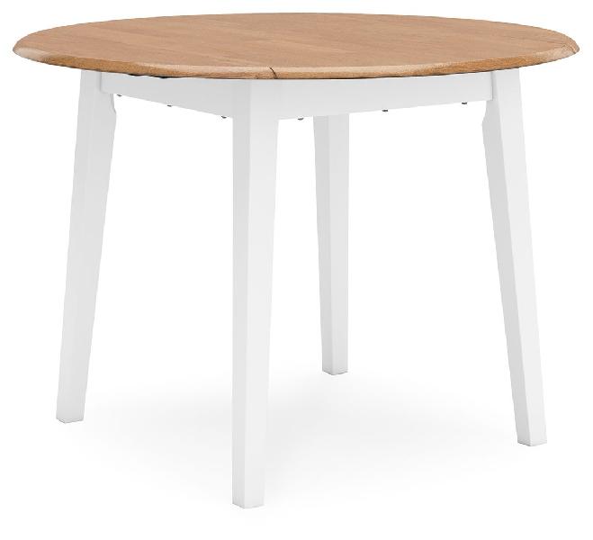 Image of Gesthaven - Round Dining Room Drop Leaf Table - Natural / White