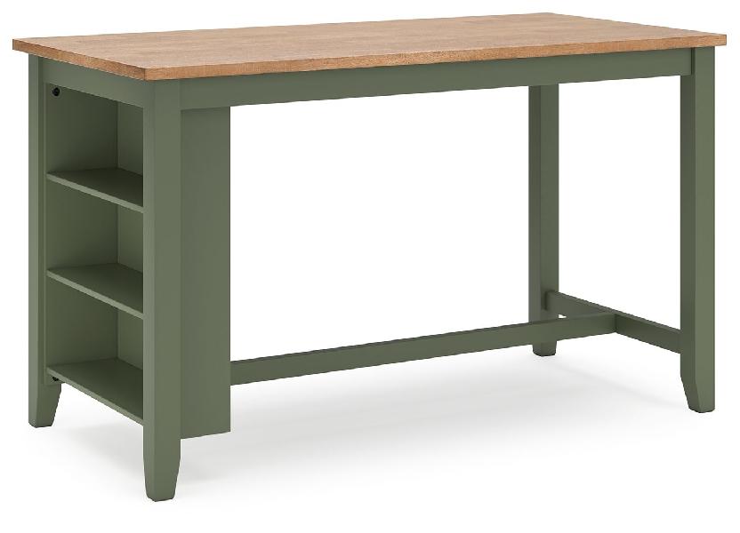 Image of Gesthaven - Rectangular Dining Room Counter Table - Natural / Green