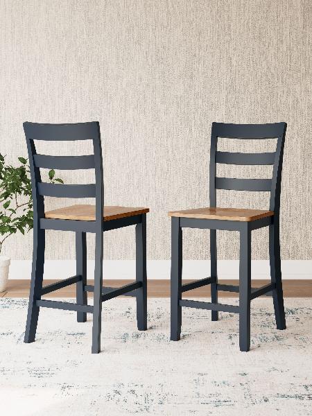 Image of Gesthaven - Barstool (Set of 2) - Natural / Blue
