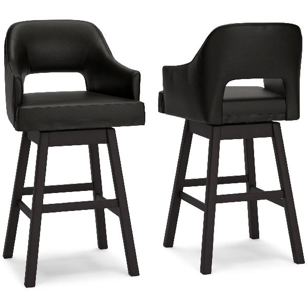 Image of Tallenger - Tall UPH Swivel Barstool(Set of 2) - Black / Dark Brown