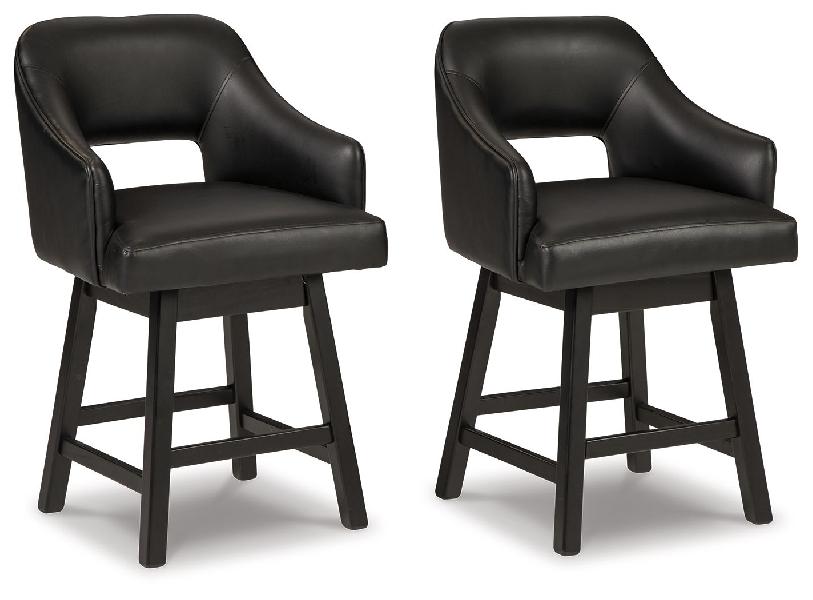 Image of Tallenger - UPH Swivel Barstool (Set of 2) - Black / Dark Brown