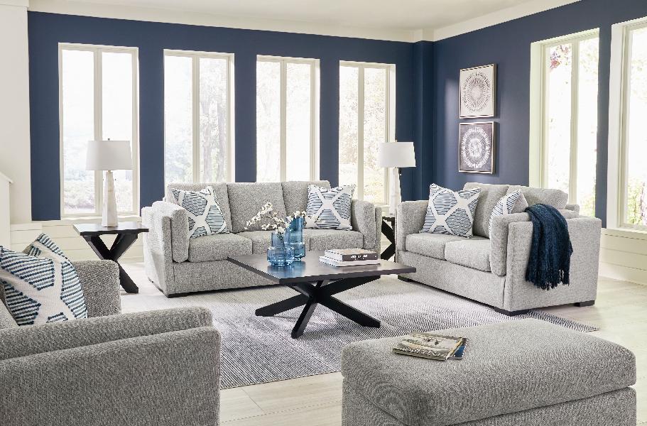 Image of Evansley - 4 Pc. - Sofa, Loveseat, Chair And A Half, Ottoman - Pewter