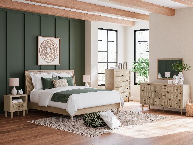 Image of Cielden - 5 Pc. - Dresser, Mirror, King Panel Bed - Two-Tone