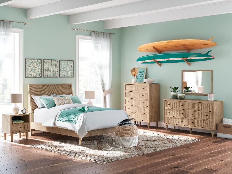 Image of Cielden - 7 Pc. - Dresser, Mirror, Full Panel Bed, 2 Nightstands - Two-Tone
