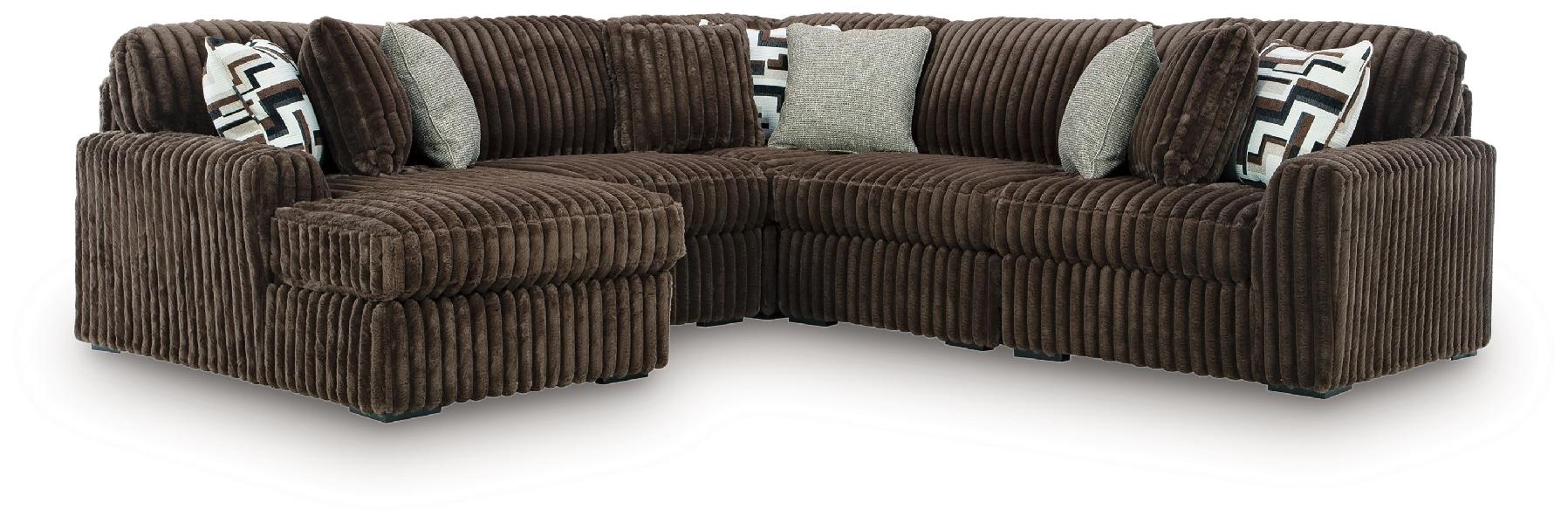 Image of Midnight-Madness - 5-Piece Sectional With LAF Corner Chaise - Chocolate