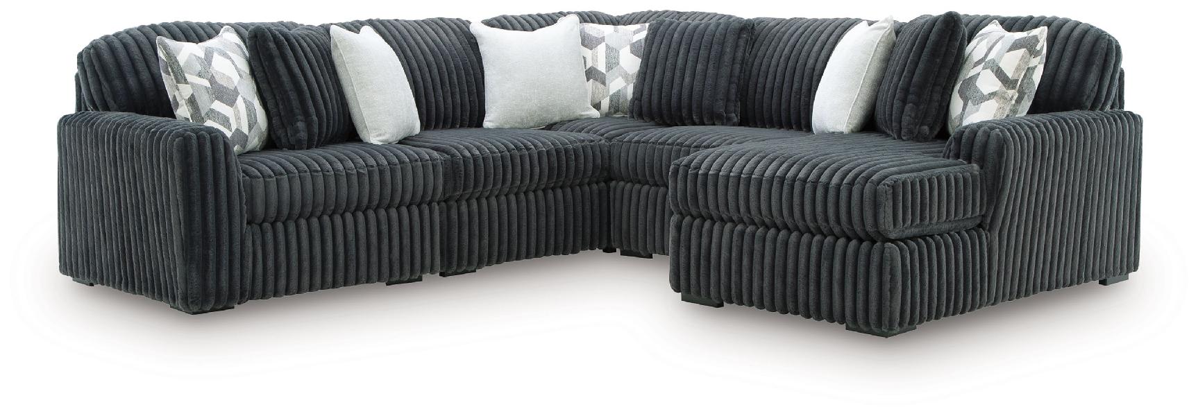 Image of Midnight-Madness - 5-Piece Sectional With RAF Corner Chaise - Gunmetal