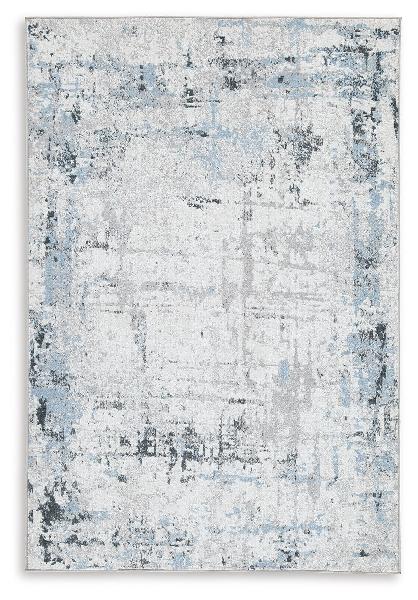 Image of Emertonly - 5' x 7' Washable Rug - Blue / White / Gray