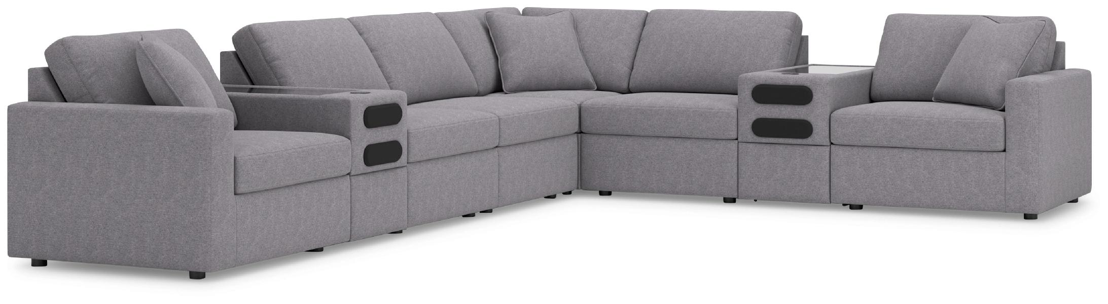 Image of Modmax - 8-Piece Sectional  With 2 Audio System Consoles And 3 Armless Chairs - Granite