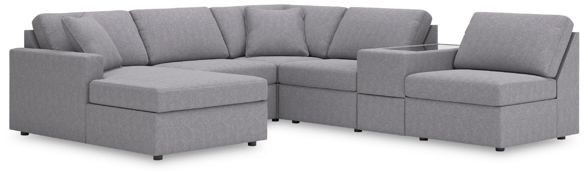 Image of Modmax - 6-Piece Sectional With Laf Corner Chaise And Storage Console - Granite