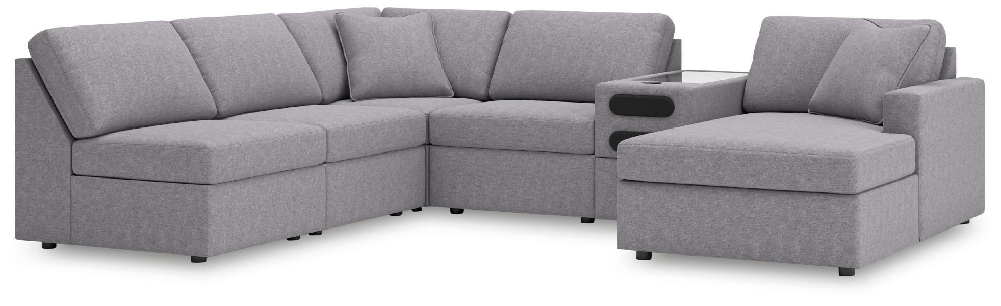 Image of Modmax - 6-Piece Sectional With Raf Corner Chaise And Audio System Console - Granite