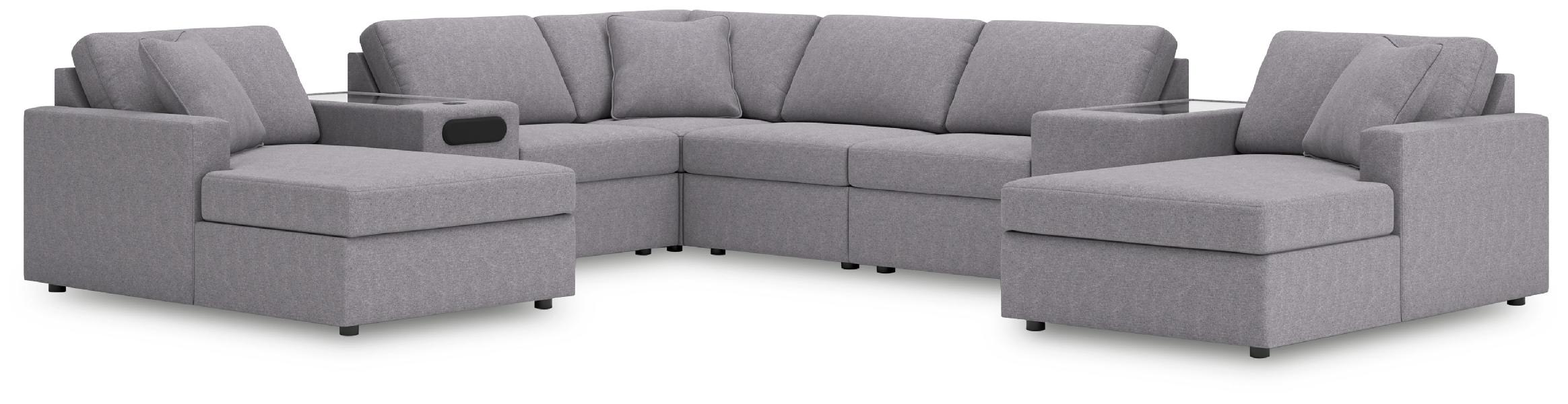 Image of Modmax - 8-Piece Double Chaise Sectional With Audio And Storage Consoles - Granite